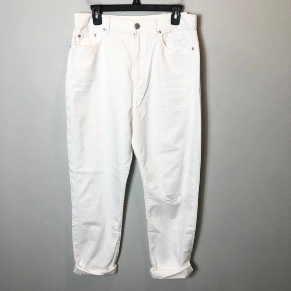 LOFT Pants - Loft High White High Waisted Boyfriend Pants